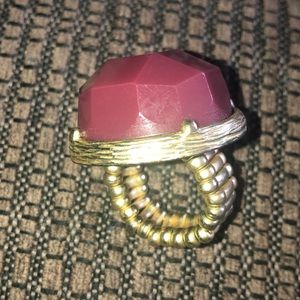 Burgundy bauble Fred Segal ring gold stretch band
